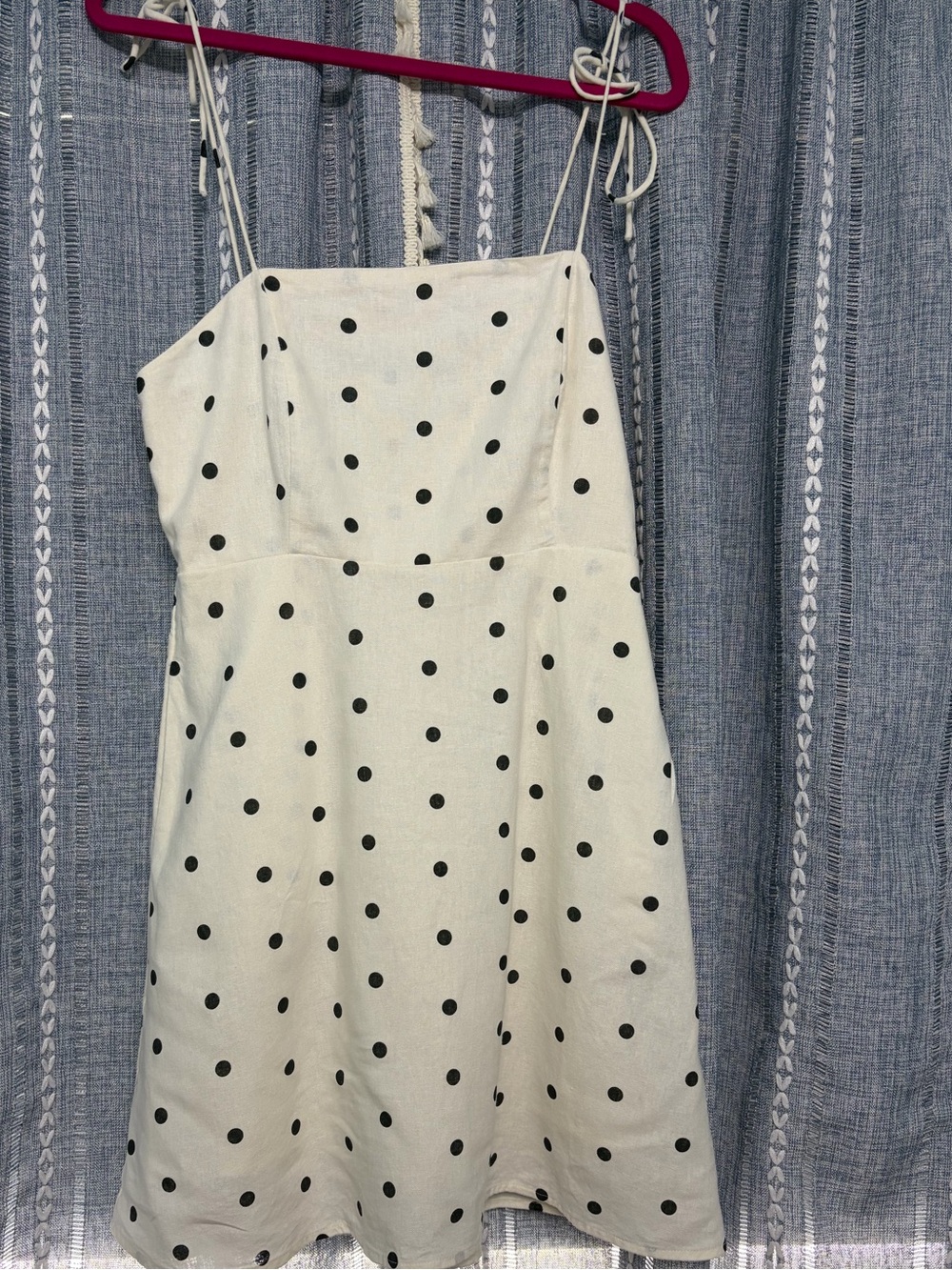 Old Navy White Dress with Navy Polka Dots